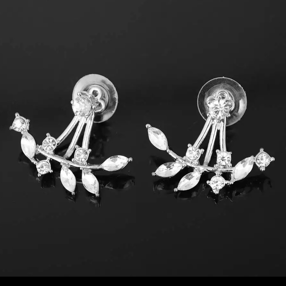 Cubic Zirconia Flower Stud Earrings